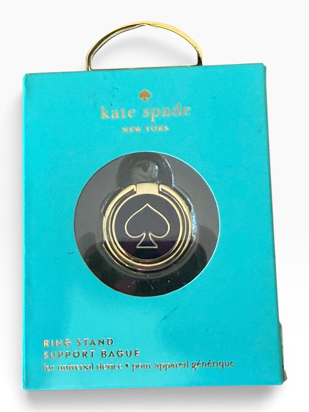 Kate Spade New York Spade Ring Stand Phone Grip Kickstand Black Gold New